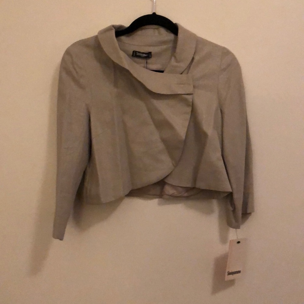 Cropped linen metallic jacket